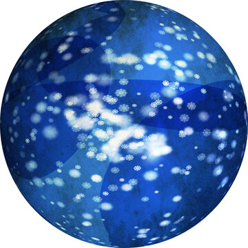 Sph&egrave;re ou globe d&eacute;cor&eacute;, couleur bleu et motif de neige 