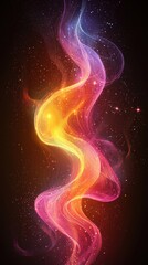 Colorful abstract swirl creates a dreamy atmosphere reminiscent of cosmic energy and light in a dark background