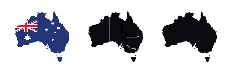 Australia Map vector icon. Map of Australia various styles.