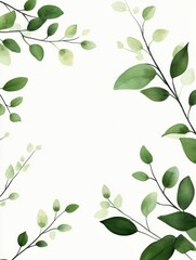 Obraz premium Elegant Green Leaf Pattern on Soft White Background Design