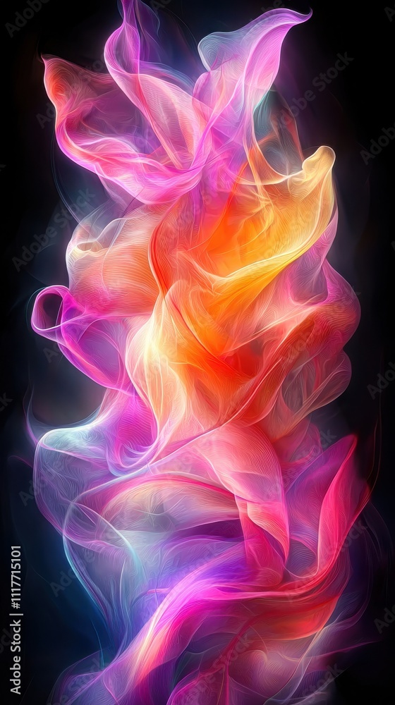 Poster colorful swirling patterns create a mesmerizing visual effect in a dark background