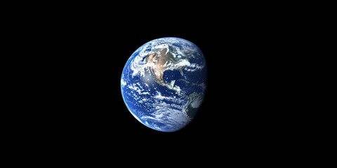 Naklejka premium Beautiful Earth from Space with Blue Oceans and Green Lands
