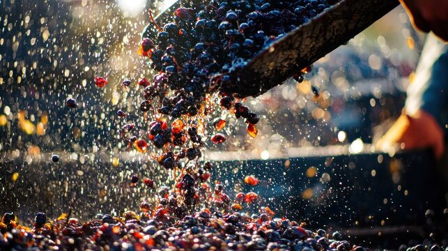 Harvesting Grapes Winemaking Autumn Red Grapes Vineyard
