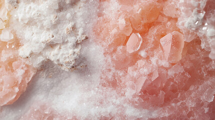 Fototapeta premium Unique pink salt crystal formation with white mineral deposits from a natural source