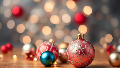 Obraz premium Christmas decoration on red-background