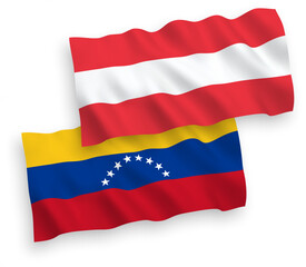 Flags of Austria and Venezuela on a white background