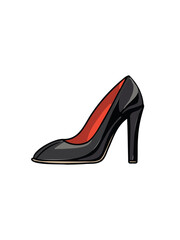 Chic black women’s shoes in a vector illustration for fashion