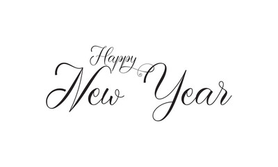Handwritten textured brush ink lettering of Happy New Year isolated on white background  design Template, . Vector illustration . EPS 10