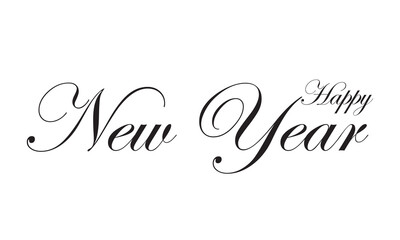 Handwritten textured brush ink lettering of Happy New Year isolated on white background  design Template, . Vector illustration . EPS 10