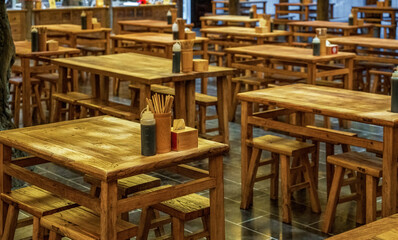 Quaint Chinese Tea House Dining Area with Traditional Decor