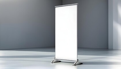 Minimalistic Roll-up Banner Stand, White and Gray, Perfect for Professional Presentations