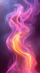 Obraz premium Colorful smoke swirling gracefully in a dark background, creating a mesmerizing and vibrant visual experience