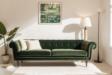 interior with sofa and wooden coffee table - 3d rendered illustration