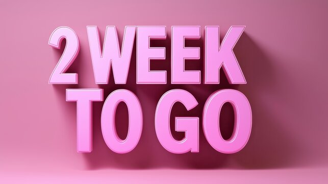 Bold pink text on a soft pink background reads "2 WEEK TO GO," suggesting a countdown or anticipation for an upcoming event. - Powered by Adobe