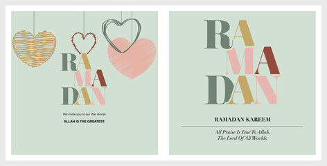 Obraz premium Ramadan Kareem Islamic Gift and Wish Card. With crescent moon mosque and star.