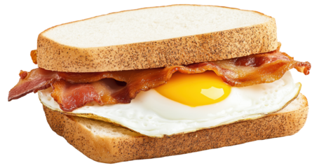 PNG Sandwich with fried egg and bacon between slices of bread