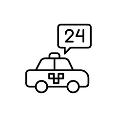 24 hour taxi outline icons, minimalist vector illustration ,simple transparent graphic element .Isolated on white background