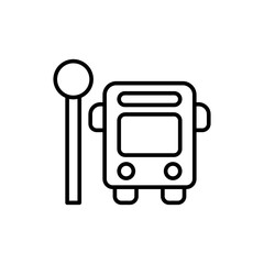 Bus stop outline icons, minimalist vector illustration ,simple transparent graphic element .Isolated on white background