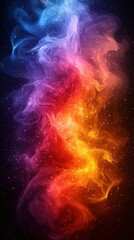Vivid swirl of cosmic colors in deep space with fiery hues and sparkling stardust