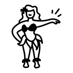 A hand drawn icon of beach hula dance 

