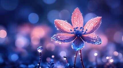 Sapphire glitter with bokeh and blue gradient background