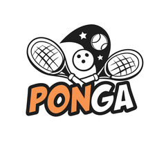  Black and Red Ping-Pong Logo With Crossed Paddles or Rackets and a Ball Over Them 