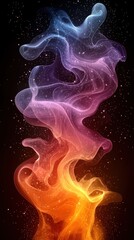 Colorful abstract smoke swirling through a starry background creates a mesmerizing visual effect