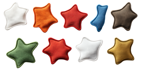 Colorful star-shaped cushions in various hues