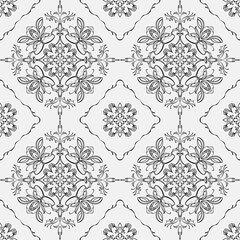 seamless botanical pattern of painted oriental motifs