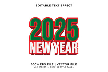 A bold and dynamic 3D vector text effect celebrating Christmas and New Year 2025