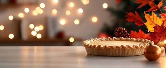 Delicious Thanksgiving Pumpkin Pie on a Table.