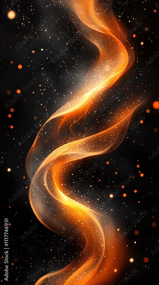 Poster abstract fiery swirls create a dynamic visual of warmth and energy in dark background