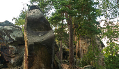 Majestic sandstone cliffs surrounded by lush greenery and forests for tourism, ecotourism