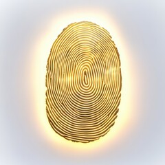 A golden oval with a finger print on it