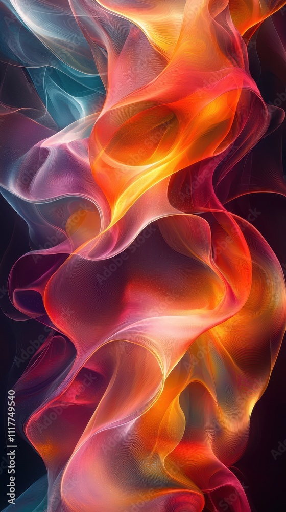 Poster abstract waves of vibrant colors swirling in dynamic patterns creating a mesmerizing visual effect