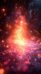 Fototapeta premium Vibrant abstract lights create a mesmerizing visual experience in a dark environment with shimmering reflections