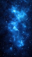 Vibrant cosmic scene with blue nebula and sparkling stars in deep space