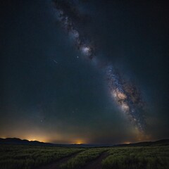 Fototapeta premium A starry night sky with the Milky Way stretching across the horizon.