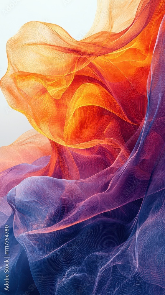 Wall mural colorful waves of fabric create an abstract design that captures light and depth in a stunning displ