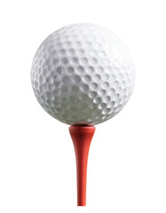 Close-Up of Golf Ball on Tee in a White Background, Perfect Shot Setup, PNG Transparent.