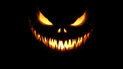 Naklejka premium Evil Glowing Pumpkin Face