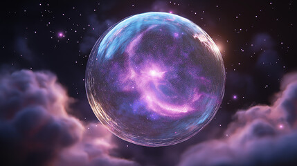 Naklejka premium Stellar celestial event cosmic bubble in space digital art scene nighttime sky view