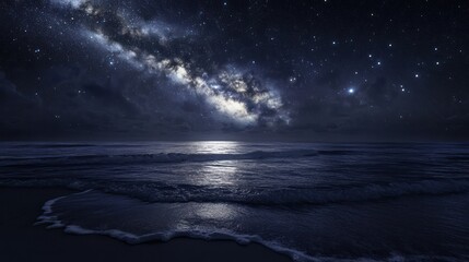 a quiet beach on a clear night
