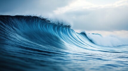 Majestic Ocean Wave Crashing; Stunning Blue Water.