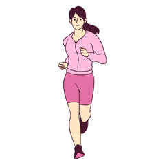 Fototapeta premium Illustration of woman running wearing sportwear outfit