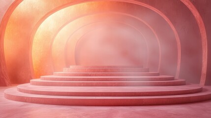 Obraz premium Modern Abstract Architecture with Soft Lighting and Smooth Curves in a Dreamy Interior Space