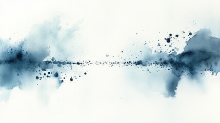 Obraz premium Abstract Watercolor Wash Serene Blue Ink Splatter on White Background.