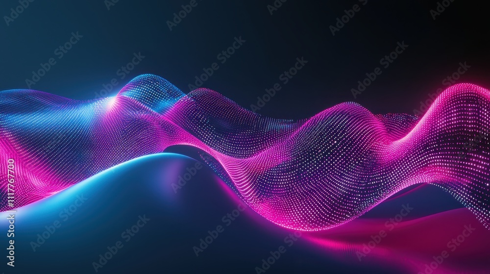 Poster dynamic flowing stream of illuminated binary code in vibrant colors