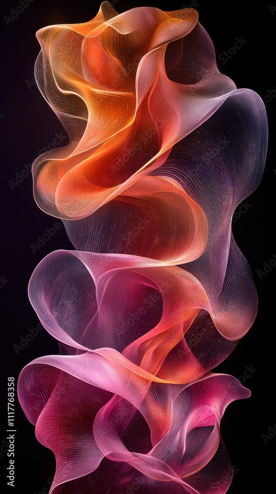 Poster colorful abstract shapes create a mesmerizing visual display against a dark background