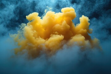A cloud of yellow smoke fills the air